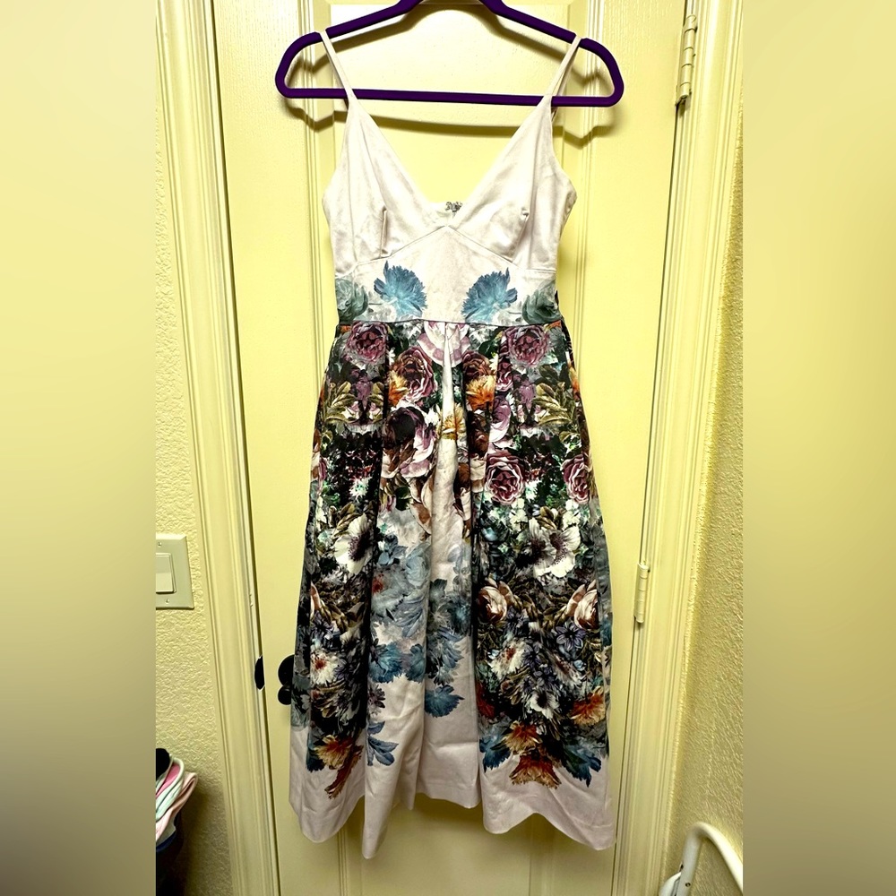 ASOS Winter Forest Floral Pinny Midi Prom Dress